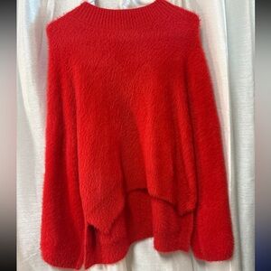 KLD Signature Bell Sleeve Eyelash Knit Sweater Large Vibrant Red / Holiday Red
